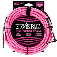 ERNIE BALL 6083 18' Braided Straight / Angle Instrument Cable - Neon Pink