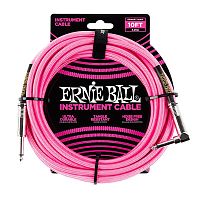 ERNIE BALL 6078 10' Braided Straight / Angle Instrument Cable - Neon Pink